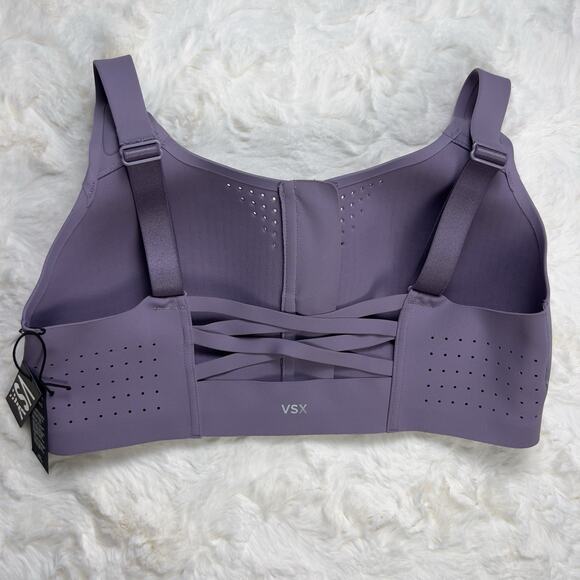 Victoria’s Secret Lilac Featherweight Max Sports Bra Zip Strappy Back 36DD - Picture 2 of 5